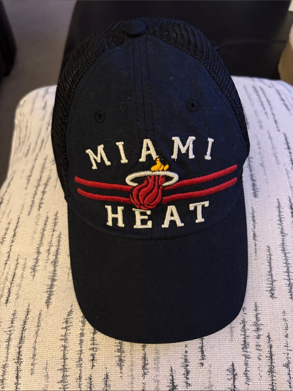 ’47 Black Mesh Miami Heat Trucker Hat with White Logo Tag -NWOT